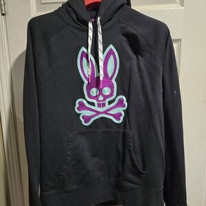 Psycho Bunny Black XL Hoodie with Purple and Blue Logo